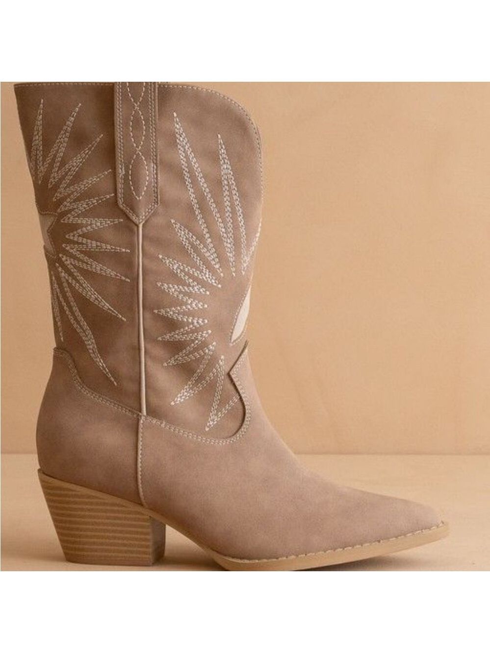 Oasis Society Bristol Starburst Western Boots Tan Cream Embroidered Size 8.5 NWT